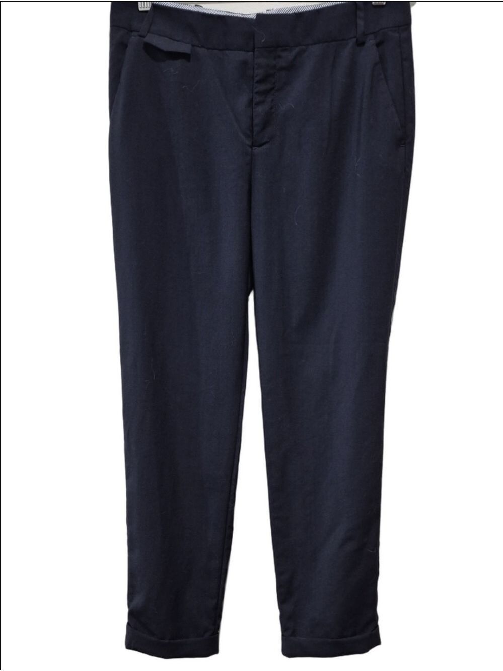 Zara Woman Navy Blue Tapered Ankle Trousers Dress Pants Small